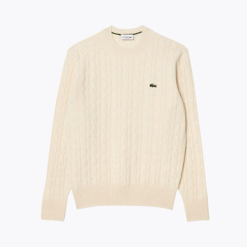 L.C Cable Knit Carded Wool Crew Neck Sweater
